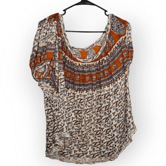 Free People Paisley and Floral Top in Ivory Combo size Large - Picture 6 of 9